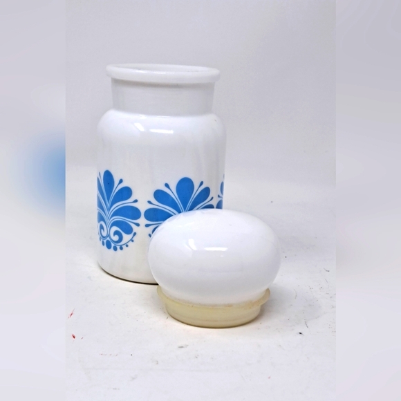 Vintage Belgian Blue And White Milk Glass Apothecary Jar - Picture 5 of 7